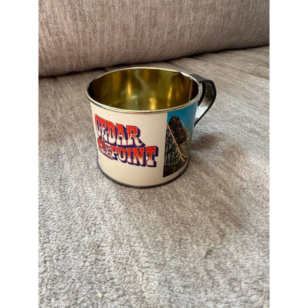Cedar Point Tin Cup Amusement Park Souvenir Prize Vintage Roller Coaster